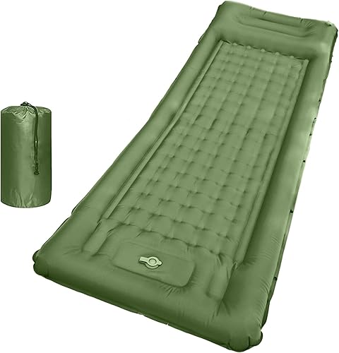 Colchoneta de dormir para acampar de 78 x 29 x 5 pulgadas, colchón de aire compacto e impermeable mejorado, bomba de pie incorporada, colchoneta