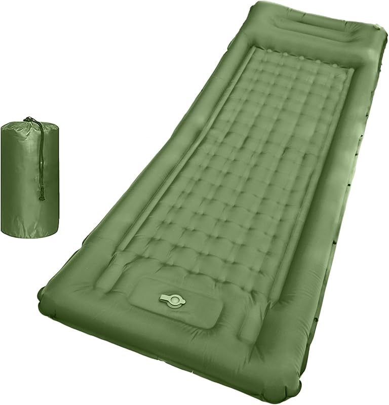 SEVNPRIME 78in x 29in x 5in Camping Sleeping Pad, Upgraded Durable Waterproof Compact Traveling Air Mattress, Built-in Foot Pump, Ultralight Inflatable Sleeping Mat for Backpacking, Hiking