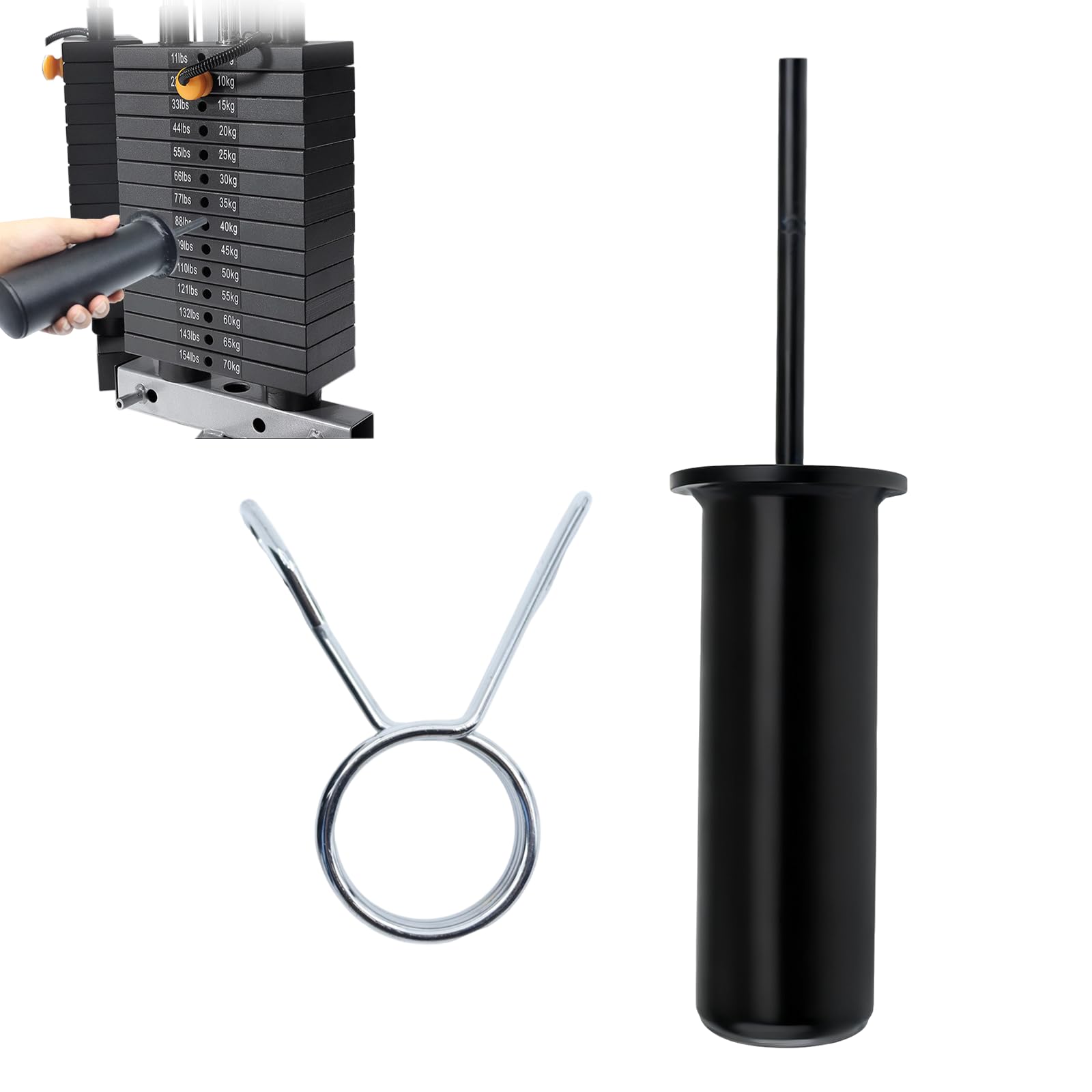 Weight Stack Pin and Spring Collar Weight Stack Extender Pin Commercial and Home Gym Accessories for Cable Tower and Functional Trainer Machine