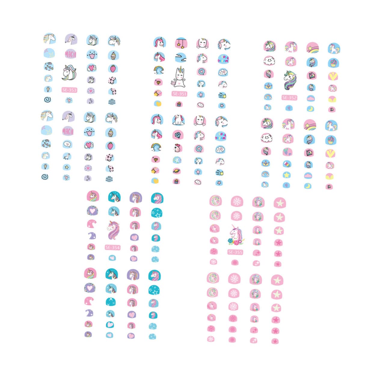 FRCOLOR 30fogli Adesivi Per Unghie Tema Unicorno Adesivi Cartoon Autoadesivi Per Nail Art Per Ragazzo Ragazza Motivi Casual