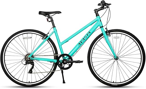 AVASTA Bicicleta de carretera para mujer, ligera, paso a través de 700C, aleación de aluminio de 17 pulgadas, marco de ciudad, comodidad para mujer,