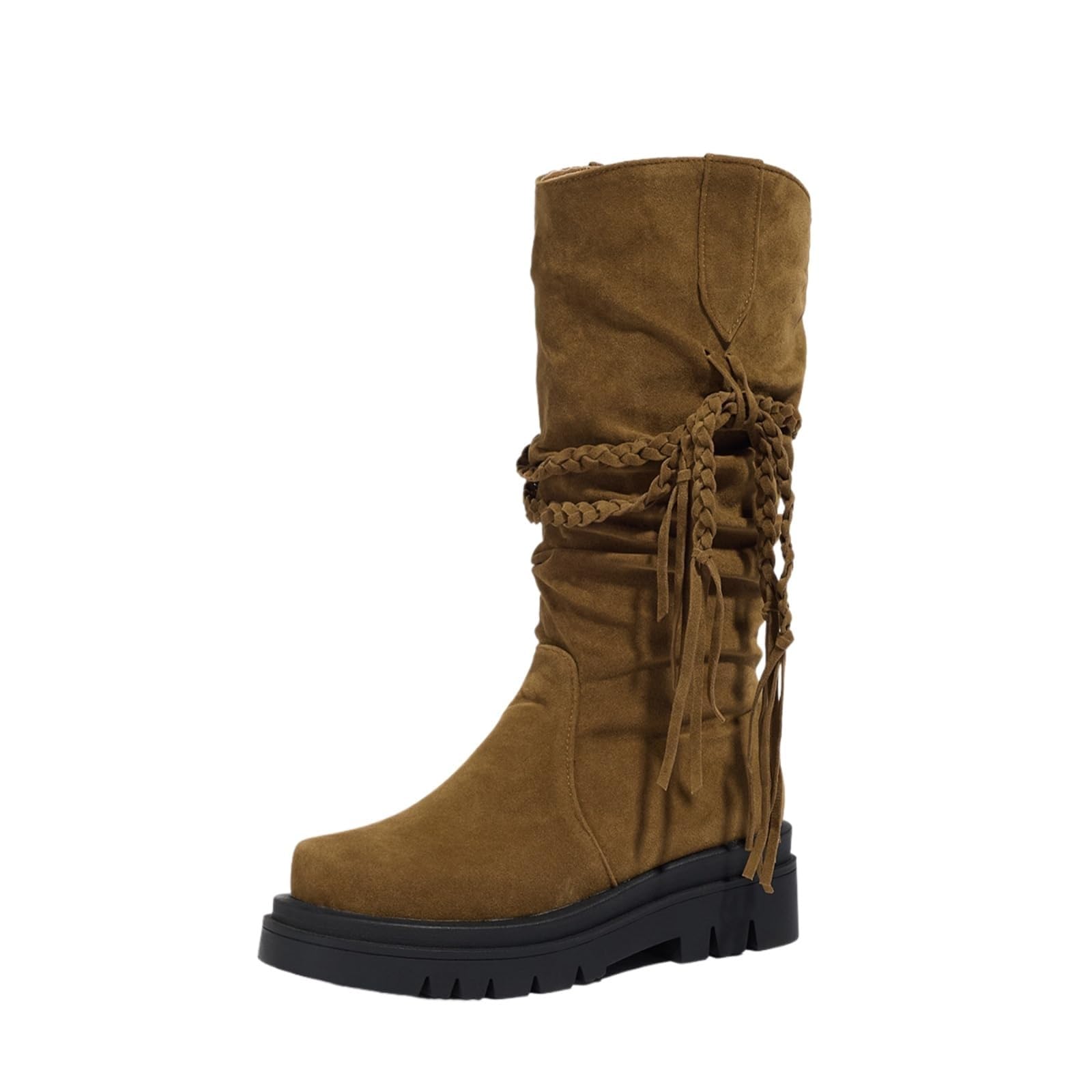 Damskie buty Fringe Western Mid Vitello Slip On Cuneo Buty śnieżne Platforma Długie drzewo Camomile