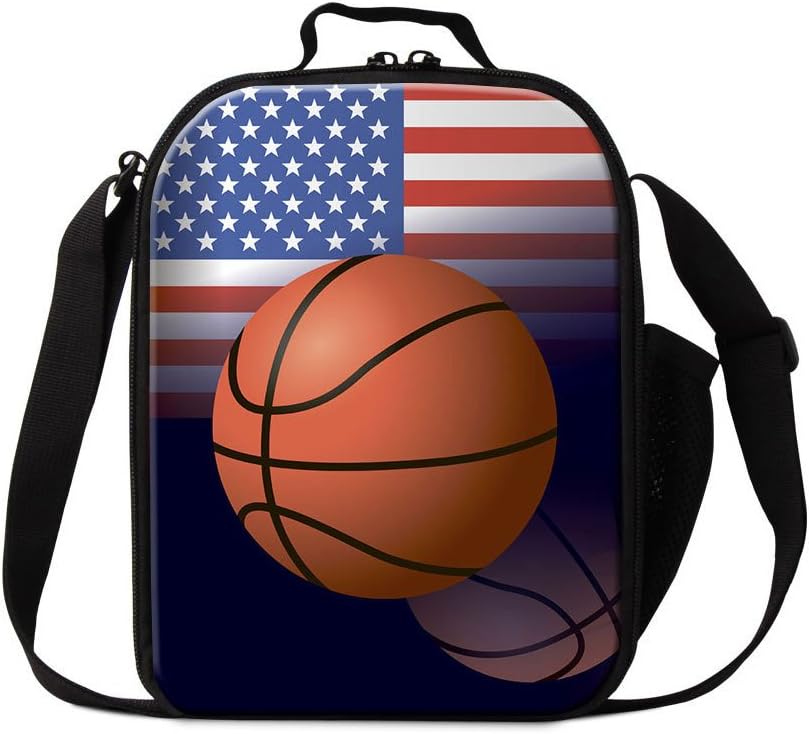 Basketball School Lunch Bag for Boys Cool Thermal Lunch Container Insulated Cooler Bag