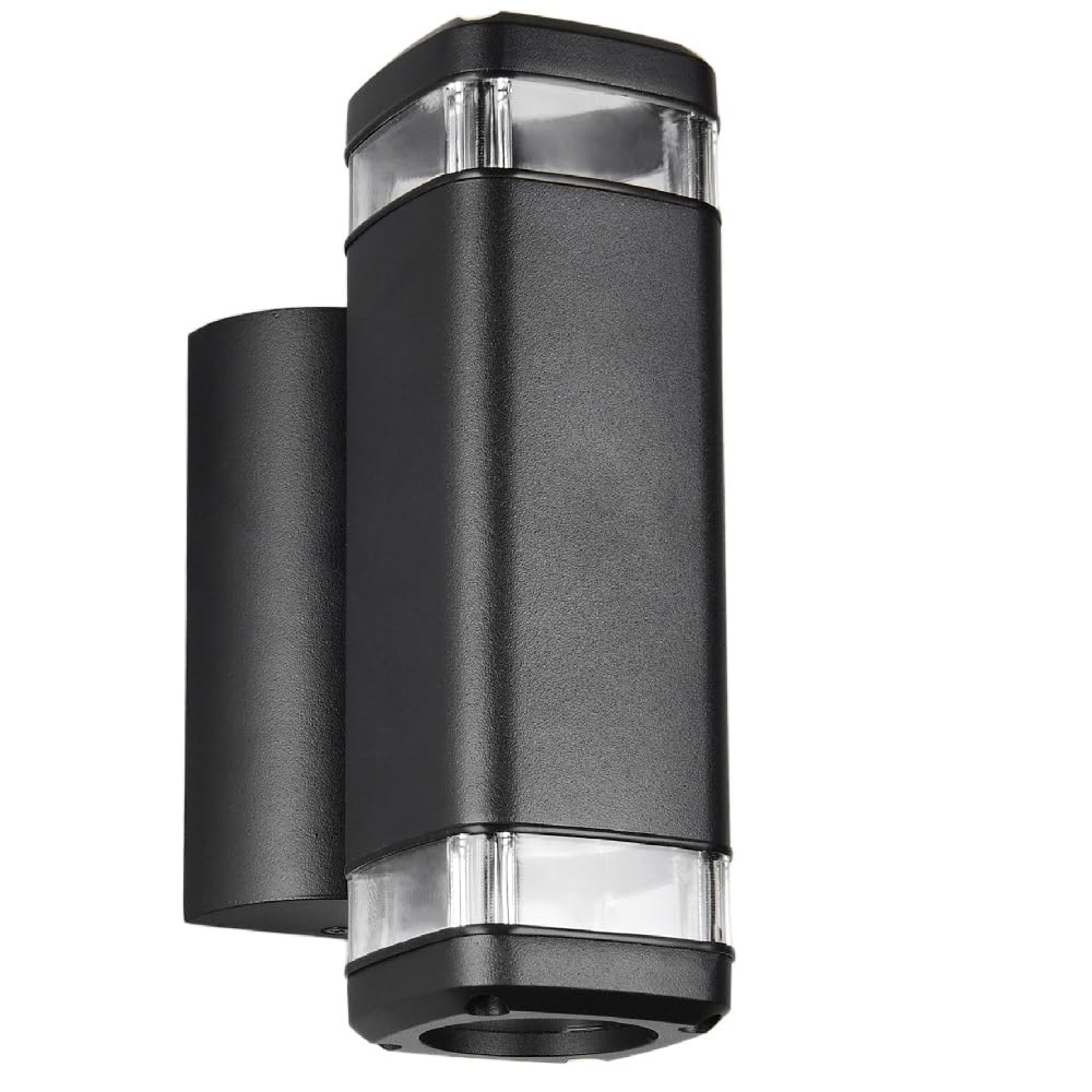 Britalia Black Matt Outdoor Rectangular Up And Down Wall Light, 21Cm X 7Cm X 13.5Cm, Aluminium, Ip44, Gu10