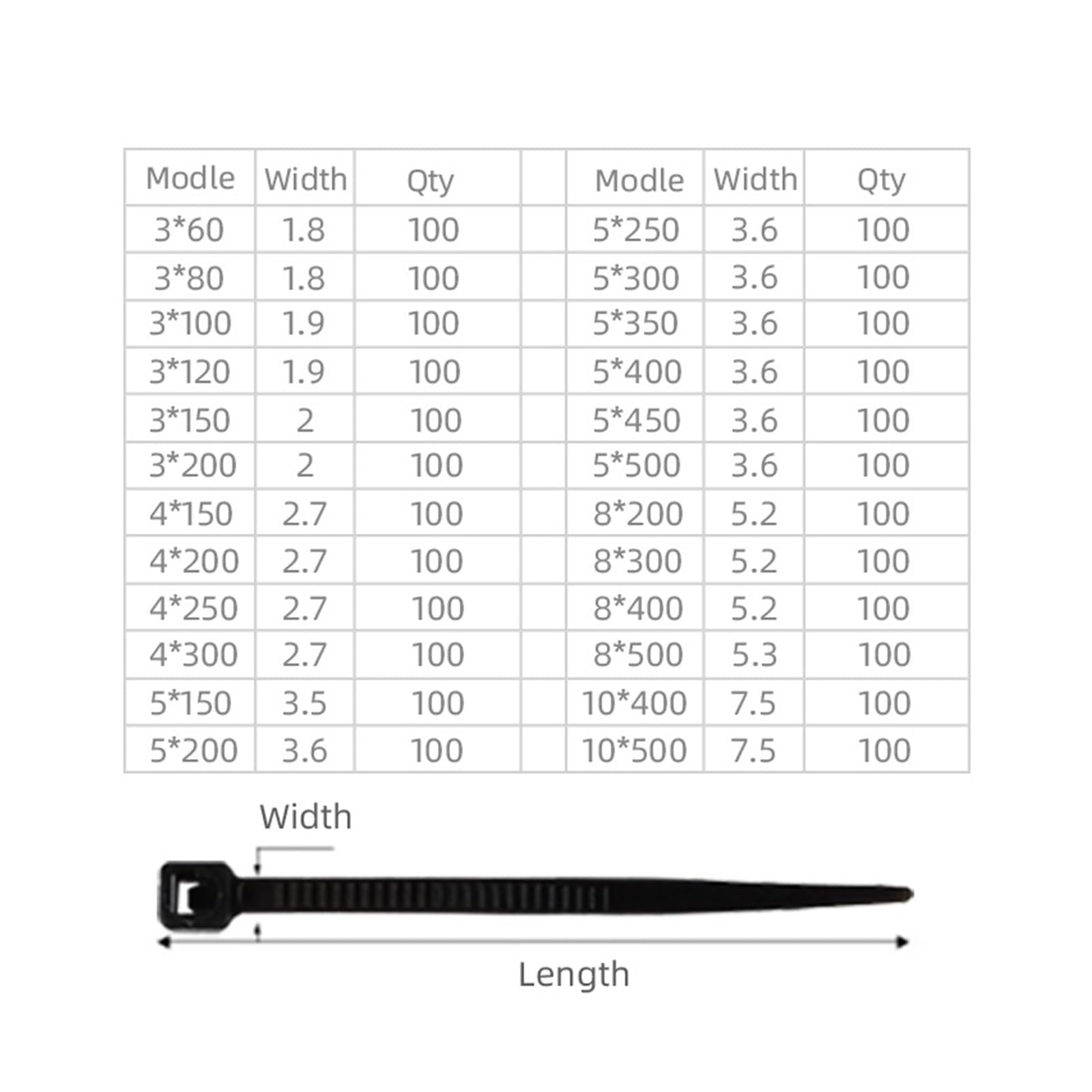 800 Nylon-Kabelbinder, selbstsichernder Organizer
