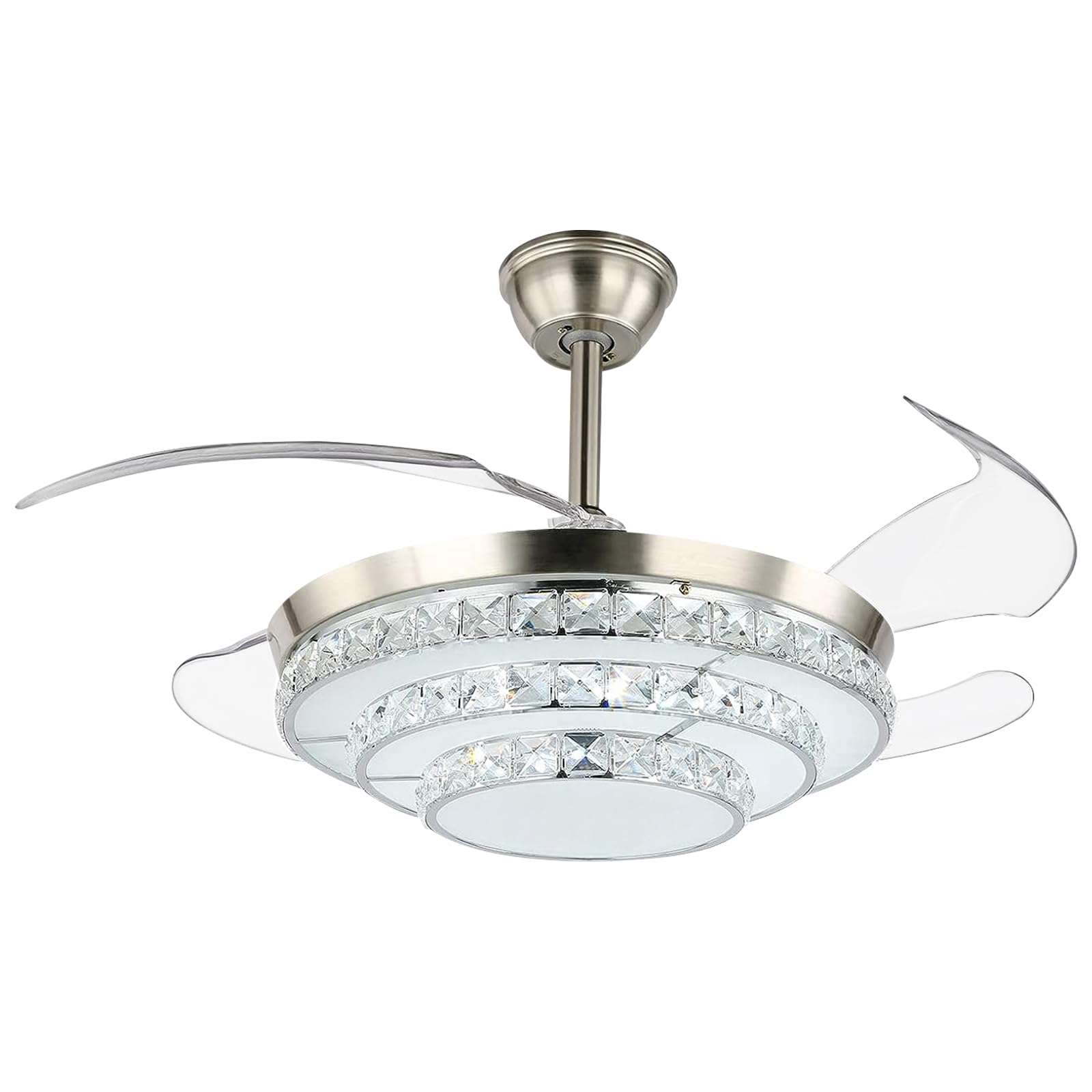 Photo 1 of * used item * 
Retractable silver Ceiling Fan with Lights, 42 inch 