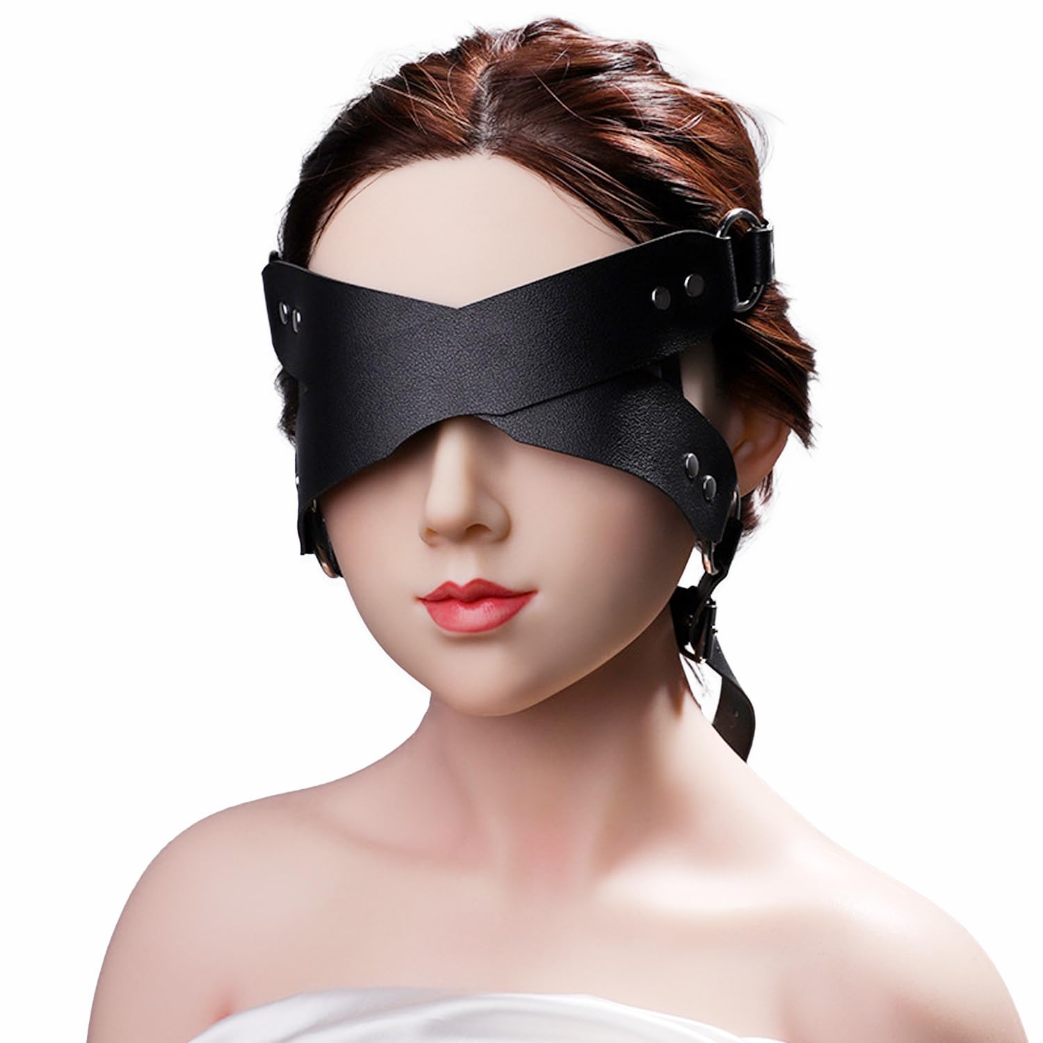 Maschera erotica in pelle di alta qualità, per adulti, accessorio alla moda, ideale per giochi di ruolo, giochi erotici e abiti da festa, dona fascino misterioso, nero - argento, Taglia unica