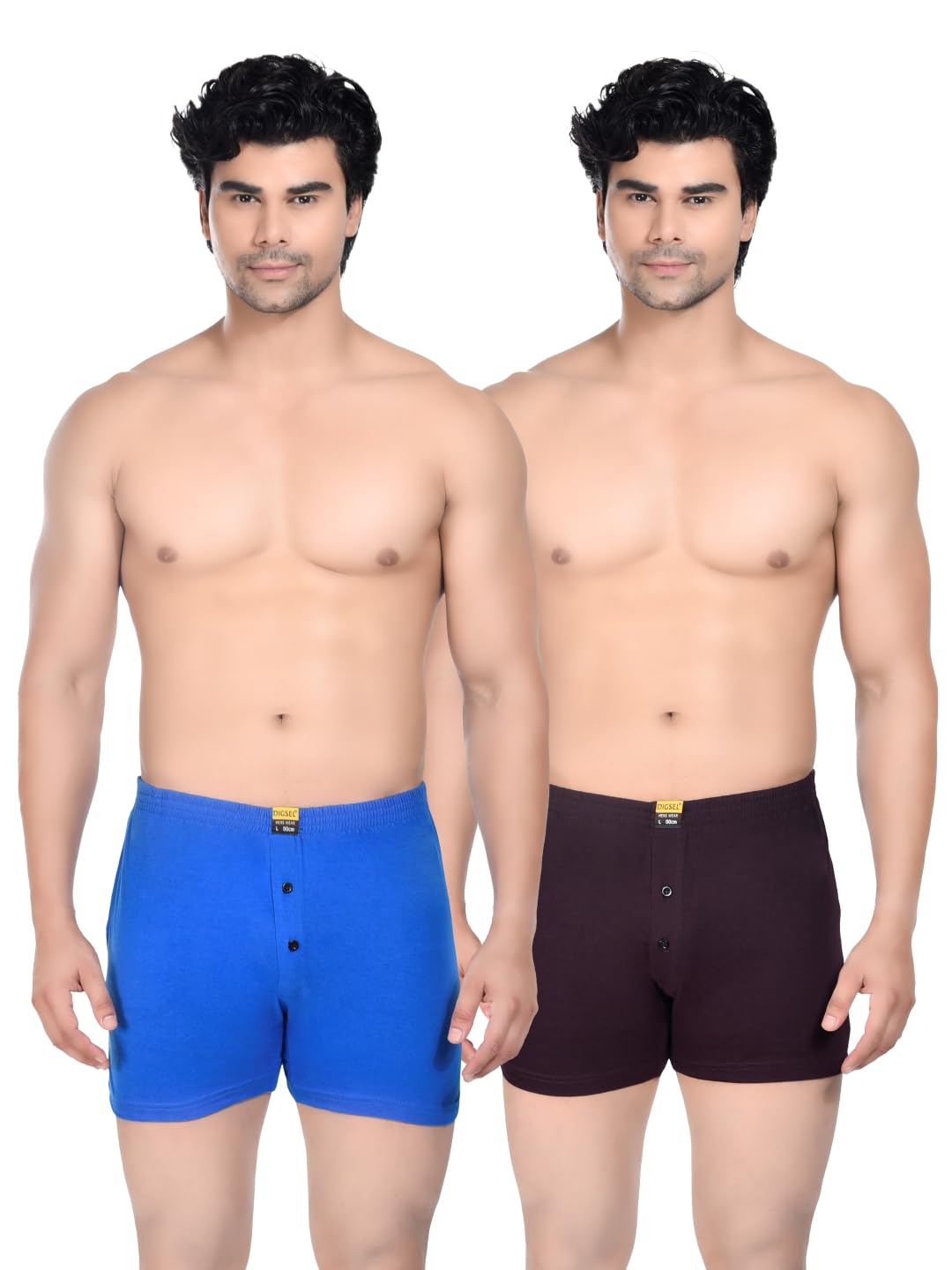 Digsel Men 100% Cotton Relax Shorts Solid Colour with Pocket Pack of 2-picture-39