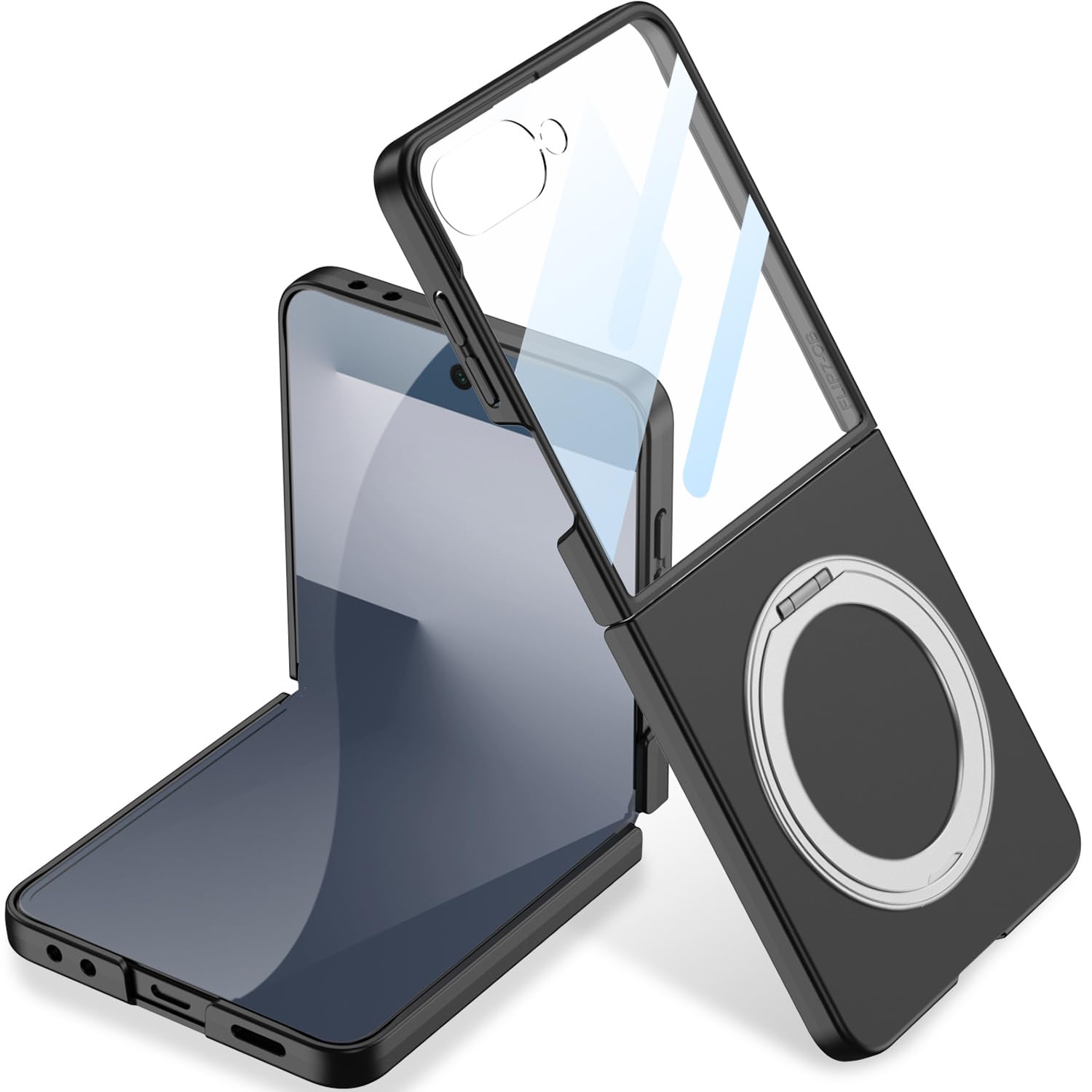 SOUTEM for Samsung Galaxy Z Flip 7 Case with Magnetic Power Kickstand and Screen Protection, Support Wireless Charging, Ultra-Thin Hard PC