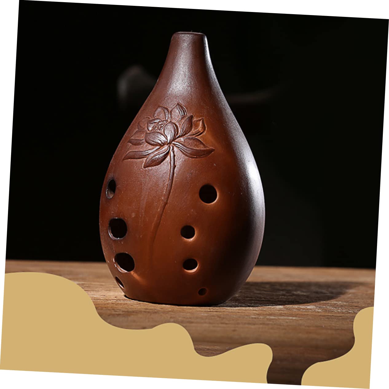 Kisangel Ancient Chinese Xun Flute 10 Holes Ceramic Ocarina Xun Wind Instrument Rich Sound for Performers Random Style