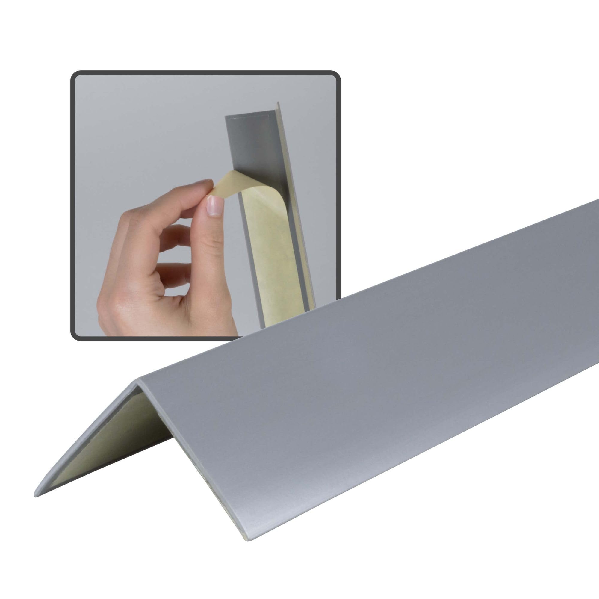 Dalsys Angle Profile self-Adhesive PVC 30x30mm, 150cm Gray Corner Protection Profile, Corner Strip, high Edge Protection wall