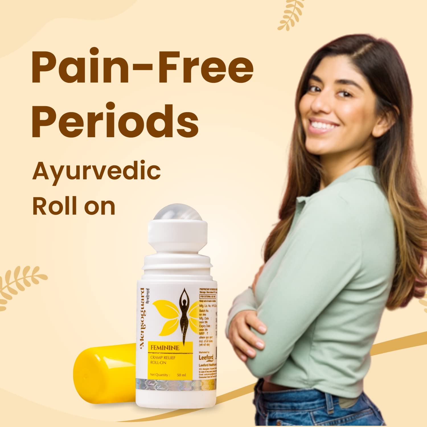 Leeford Mensoguard Ayurvedic Feminine Period Cramp Pain Relief Roll On for Women/Girls, 50ml - Helpful Fast Relief, Lower Back Pain Roll On|| Period Pain Relief Product || Natural & Pure Leeford Mensoguard Ayurvedic Feminine Period Cramp Pain Relief Roll On for Women/Girls, 50ml - Helpful Fast Relief, Lower Back Pain Roll On|| Period Pain Relief Product || Natural & Pure