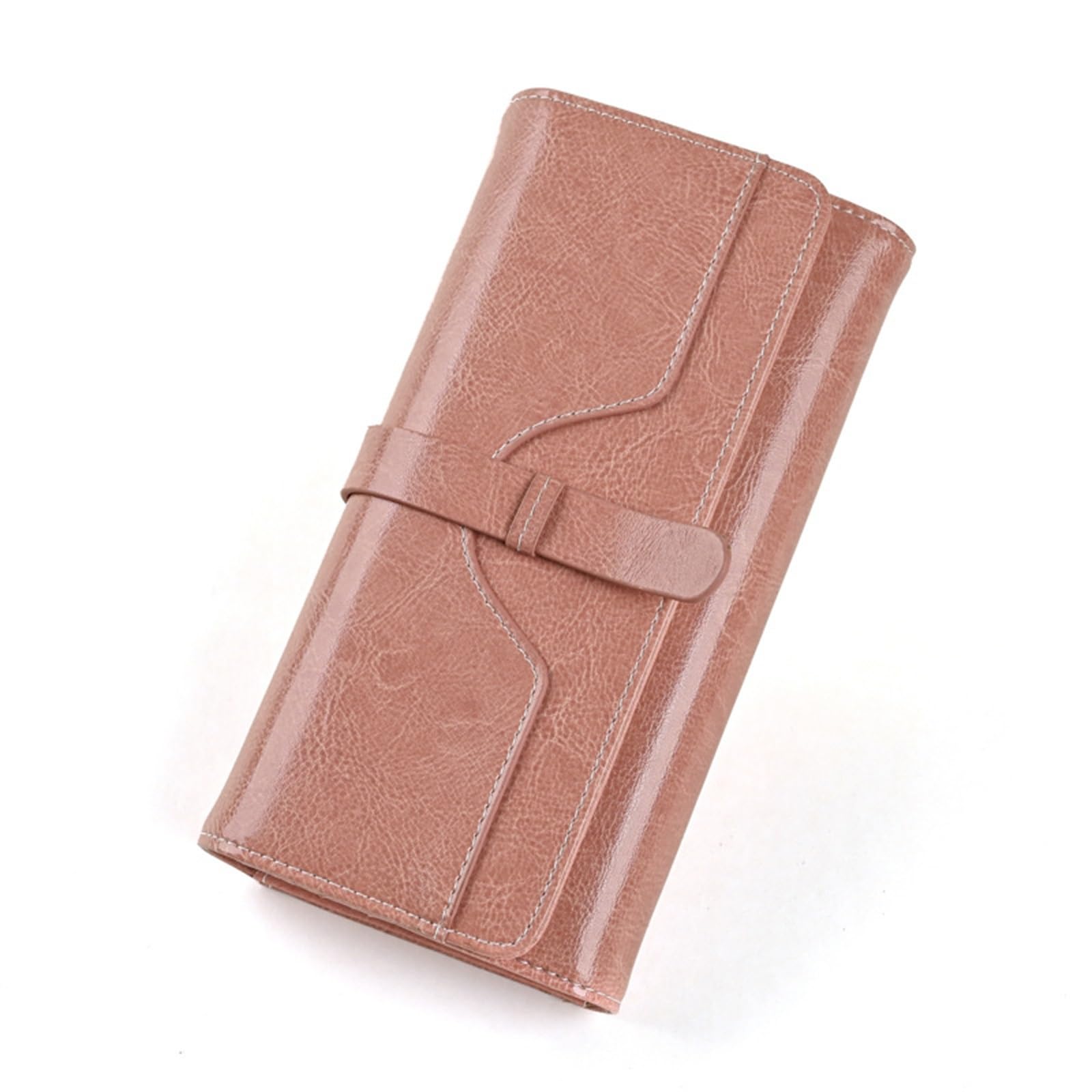 Cartera Larga para Mujer Cartera for Mujer, Monedero, Bolso, Bolsillo for Tarjetas, Triple para Viajar(Rosado)