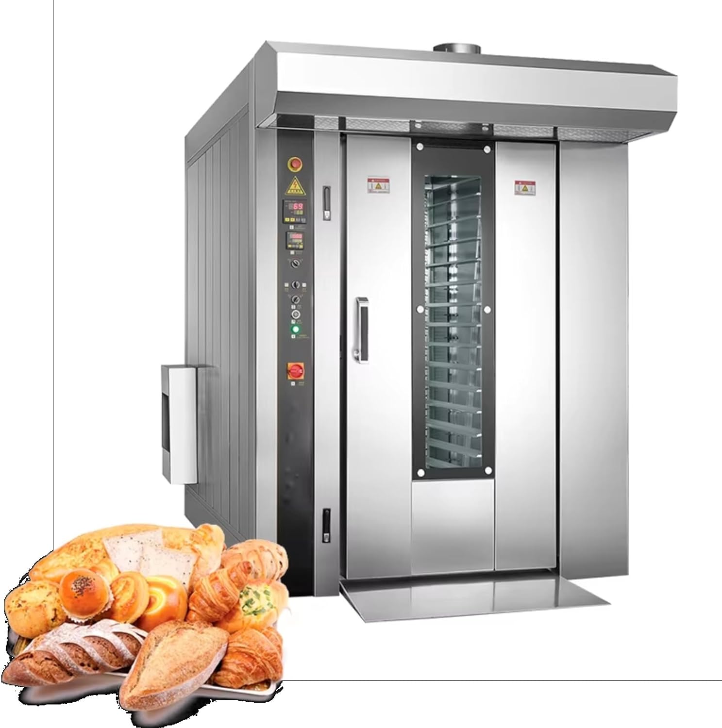 Commercial Baking Convection Oven w/Steam Function: Electric Large Capacity Rotary Rack/Deck | Energy Efficient Fast Cooking & Better Browning for Pastry