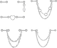 Vista 1 de QWALIT - Aretes para piercing industrial aretes industriales de piercing para mujer y hombre de 14 g. piercing de acero inoxidable quirúrgico E11