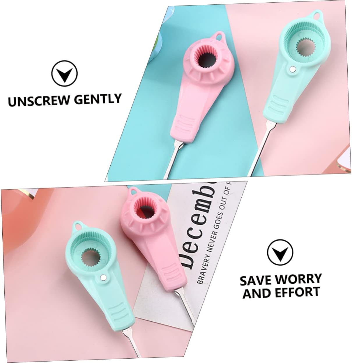 1pc Opener Canning Pot Can Lid Lifters Wine Cap Remover Bottle Cap Opening Tool Canning Lid Lifter Canning Rack Small Bottle Manual Tin Drink Bottle Abs Drinks (Pink 15.5x4.2cm)