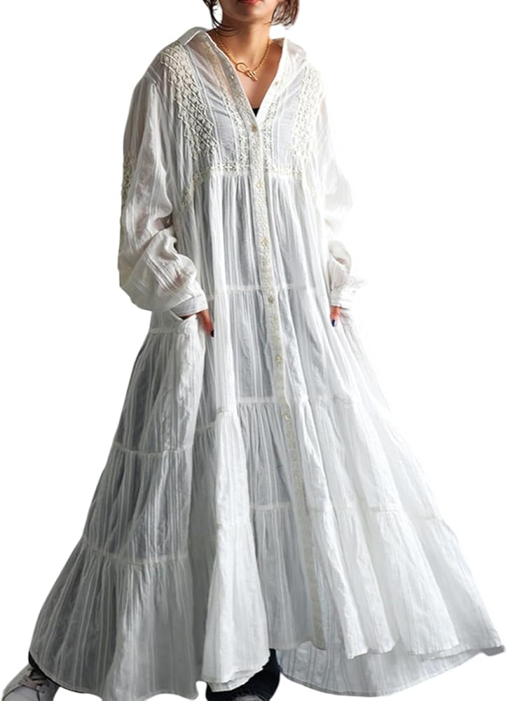 Amazon.co.jp: [antiqua] アンティカ レース ロングワンピース