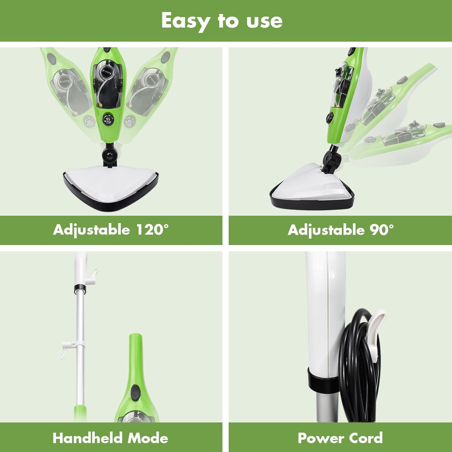 iMeshbean 10-in-1 Steam Mop, Floor Steamer, Carpet Steam Cleaner, Detachable MultiPurpose Handheld Steam Cleaner for Laminate, Hardwood, Tiles, Carpet Cleaning