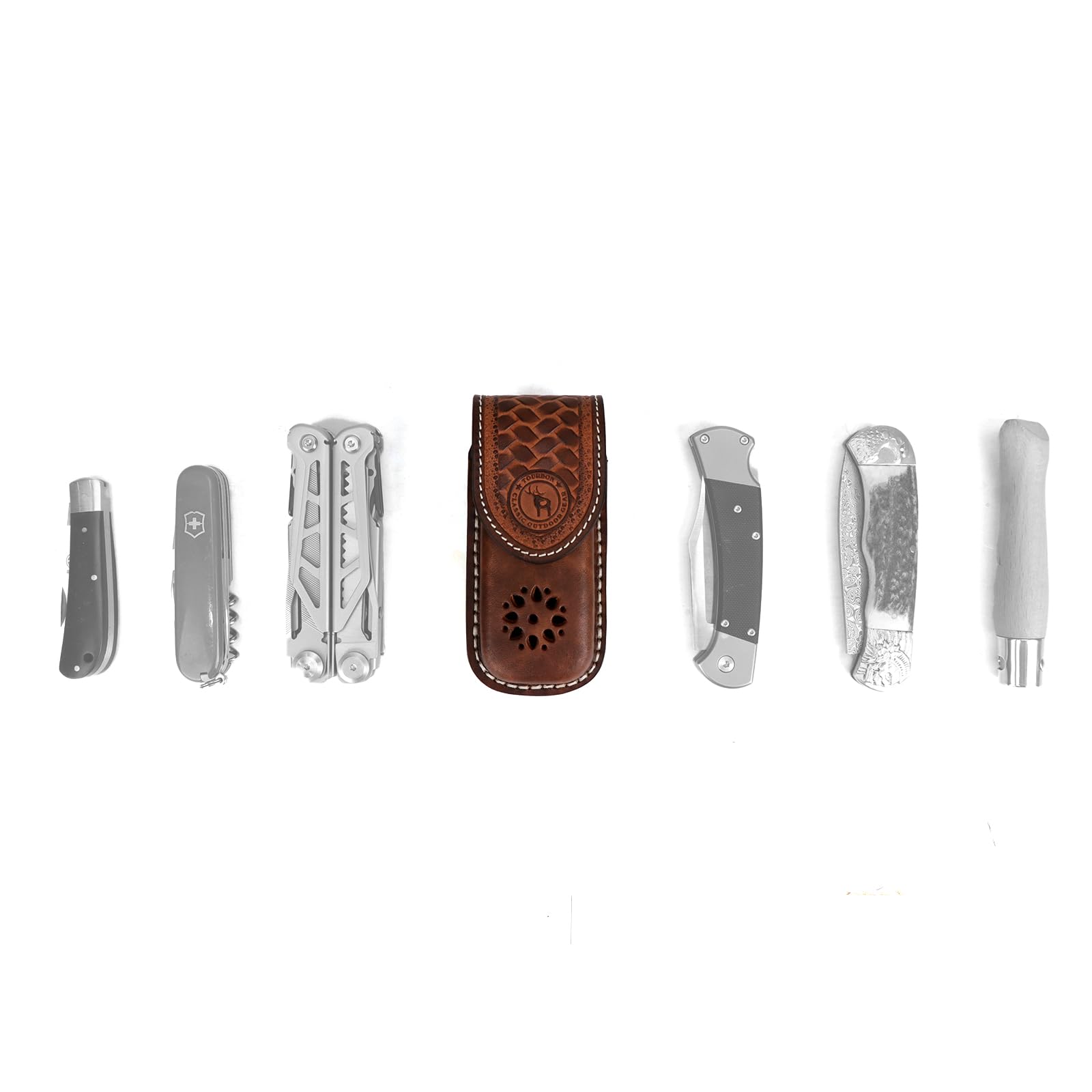 Tourbon Étui à couteaux multifonction en cuir véritable avec fermeture à pression