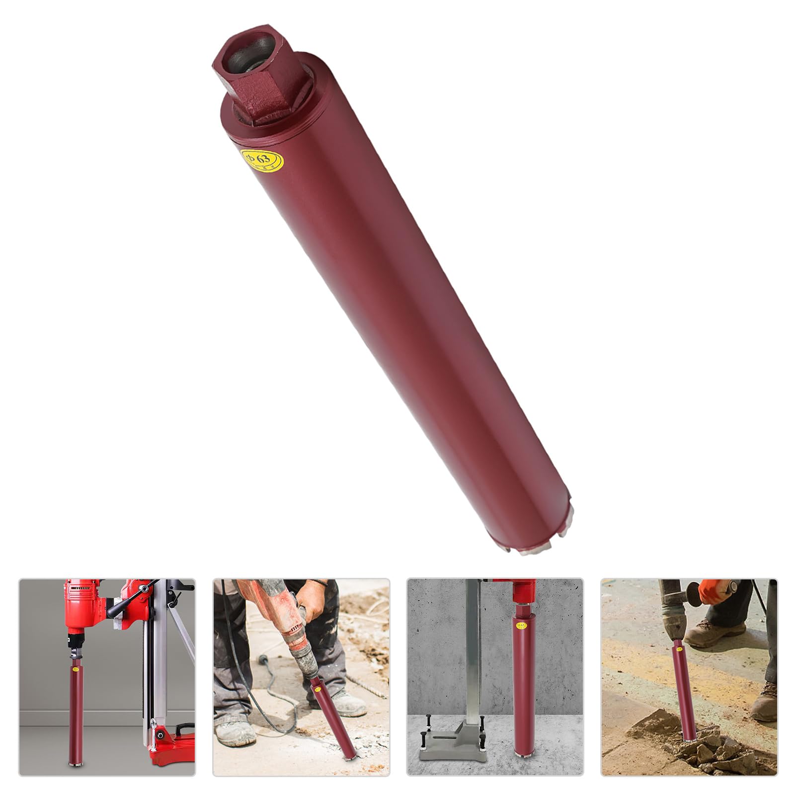 Corona de perforación de diamante M22, broca para hormigón de 410 mm de profundidad, sistema de perforación en seco y húmedo con dientes planos+dentado Great-Wall, eje concéntrico y grosor de pared de