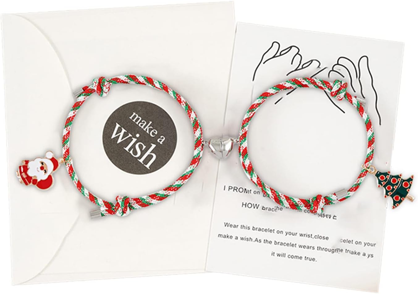 Christmas Charm Bracelet, Christmas Snowtree Bracelet, Holiday Jewellery, Friends, Hand-in-Hand Card, Envelope Bracelet HsL429