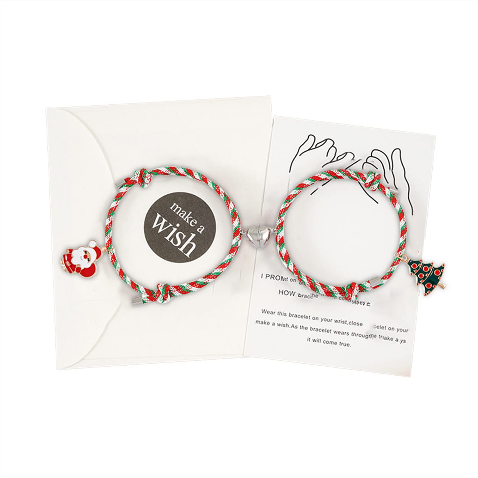 Christmas Charm Bracelet, Christmas Snowtree Bracelet, Holiday Jewellery, Friends, Hand-in-Hand Card, Envelope Bracelet HsL429