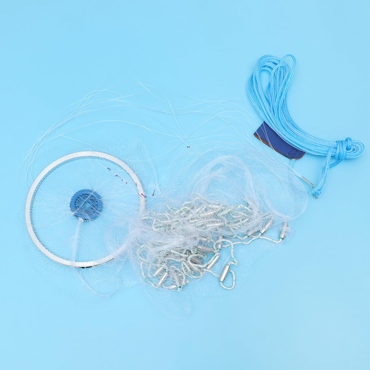 Angoily Rete da Pesca Portatile in Nailon Pieghevole per Cattura Granchi e Gamberetti per Acqua Dolci e Salate Blu Colore Casuale