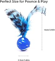 Vista 3 de Feather Chase & Fetch Balls for Indoor Cats – 5 Pack Durable Rubber Cat Toys with Natural Feathers, Interactive Exercise & Hunting Play, Bouncy