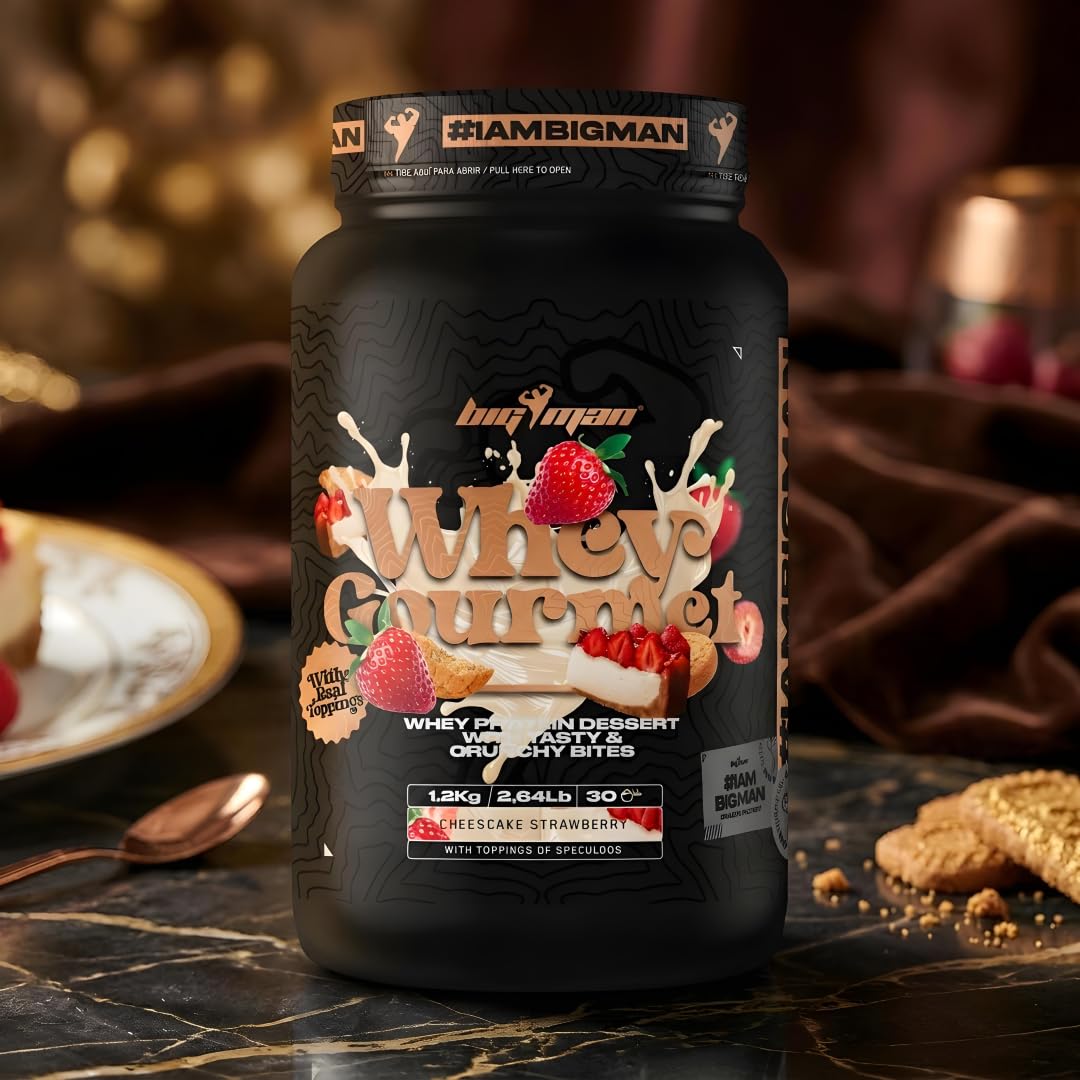 BigMan | WHEY GOURMET | Proteína de suero con Caseinato cálcico | Textura cremosa | Sabores gourmet con toppings (1.200 gr, Tarta de Queso)