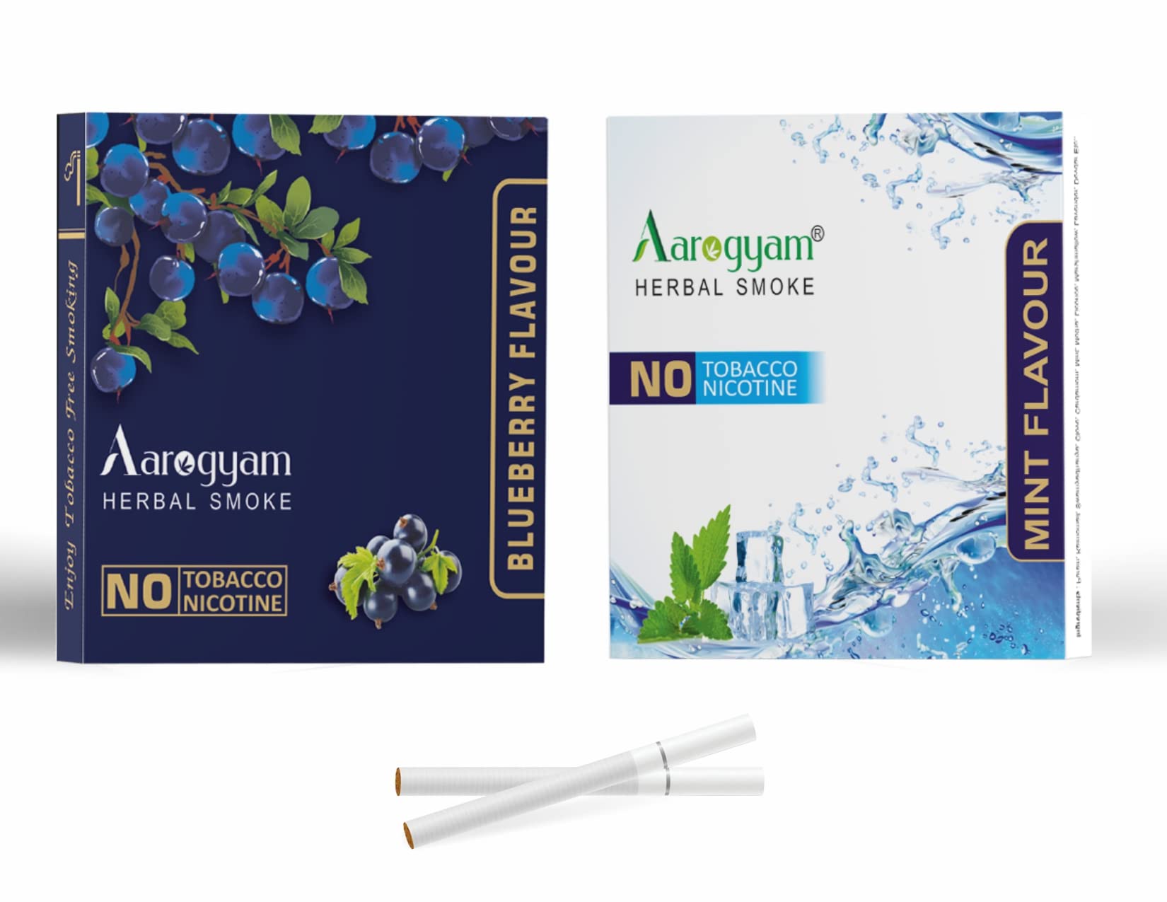 Pack of 2 Flavours 100% Tobacco & Nicotine Free Cigarette for Relieve Stress & Mood Enhance Product (MINT - BLUEBERRY) - 10 Sticks x 2 Packets