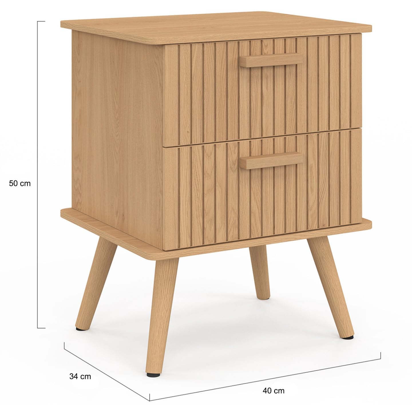 IDMarket - Lot de 2 Tables de Chevet Juliette Effet Lattes tasseau Bois