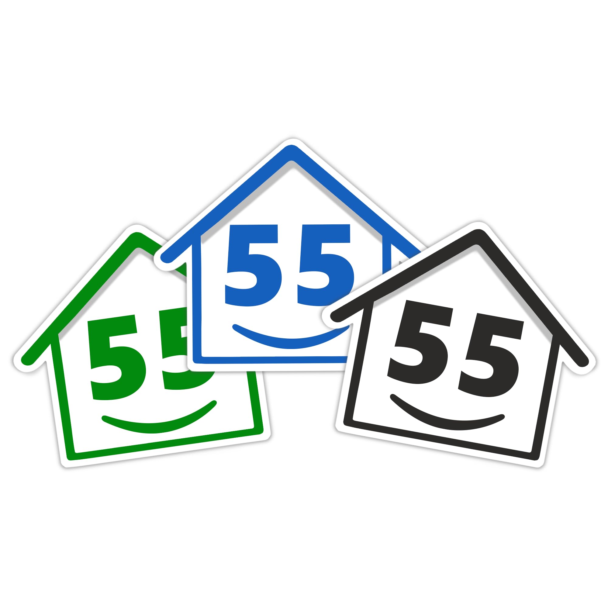 3 x Bin Numbers for Wheelie Bins, 1-99, 15cm ‘Happy House’ Colour Design Dustbin Stickers, Easy Application Stick On Number Stickers - Weatherproof Self Adhesive Vinyl – Blue, Black and Green (14) — view 31