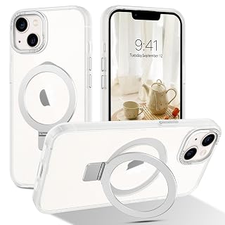 Telaso Magnetic for iPhone 14/iPhone 13 Case, Compatible with Magsafe with Magnetic Stand Ring Holder, Translucent Matte Back TPU Bumper Protective Case for iPhone 14/iPhone 13, Frosted Clear - Amazon product rated Grade B