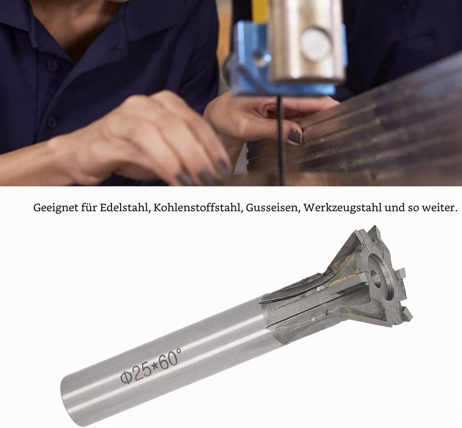 Schwalbenschwanz Fräser, 60 Grad 6 Flöten Schwalbenschwanz-Nutschneider Hartmetall 25 Mm Fräser Schaftfräser Hartmetallfräser
