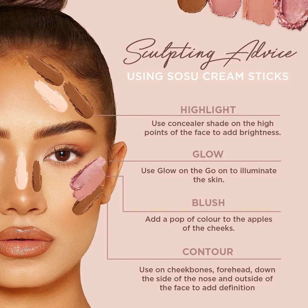 SOSU Cosmetics Cream Contour Stick Warm, Buildable Coverage, Vitamin E Enriched - Image 3