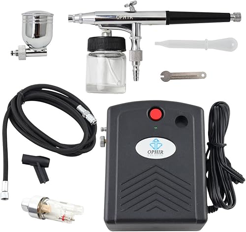 Miniatura 9 de OPHIR Kit de compresor de aire de pintura en aerosol de aerógrafo de 0.012 in para Hobby Tatuaje Temporal Pintura de Coche (negro)