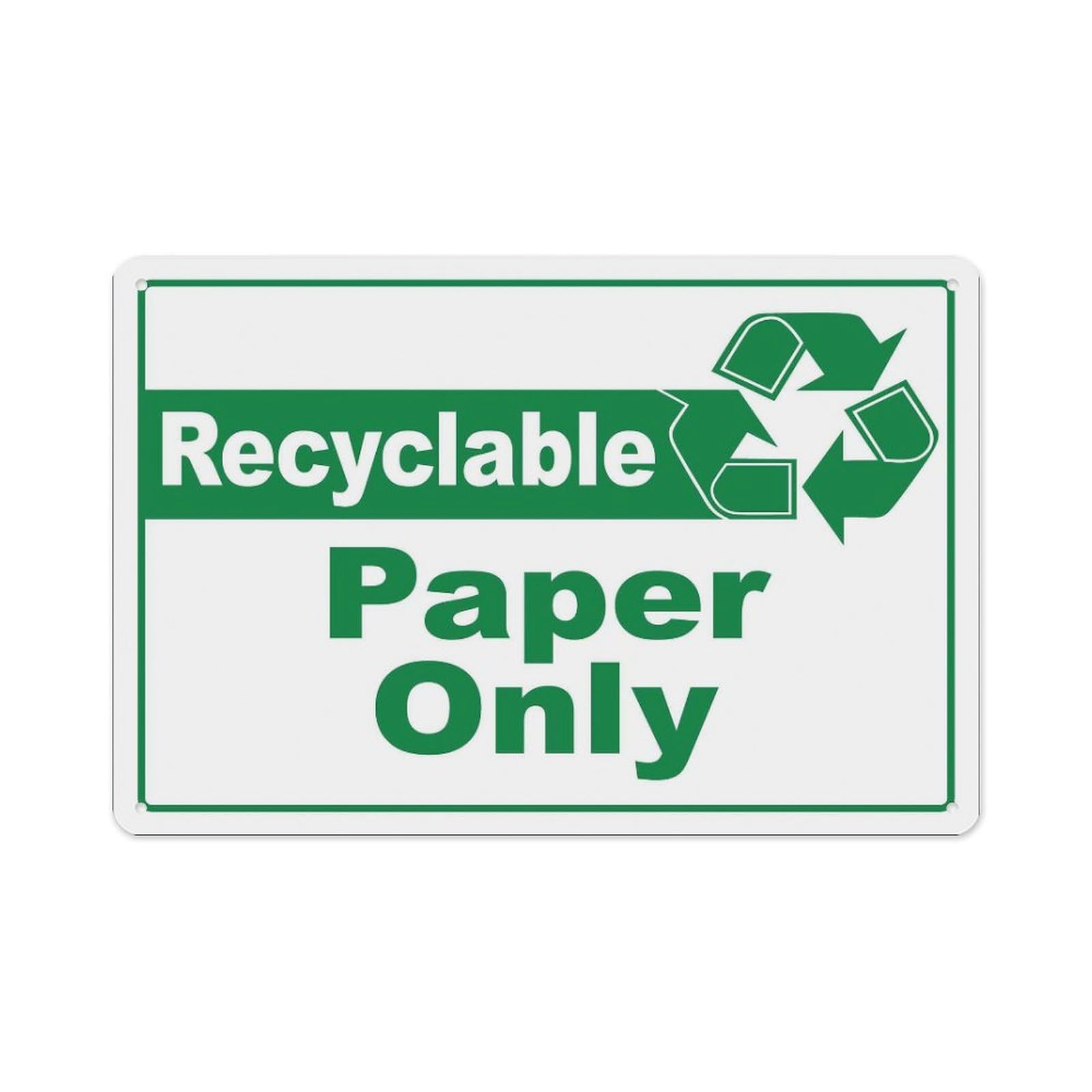 Peiyeety A06 Recyclable Paper Only Sign Aluminum Tin Warning Signs For Home Outdoor Garden 12X16 Inches