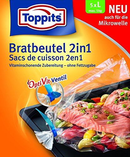 Toppits® Bratbeutel 2in1 mit OptiVit Ventil (5 Stück / Grösse...