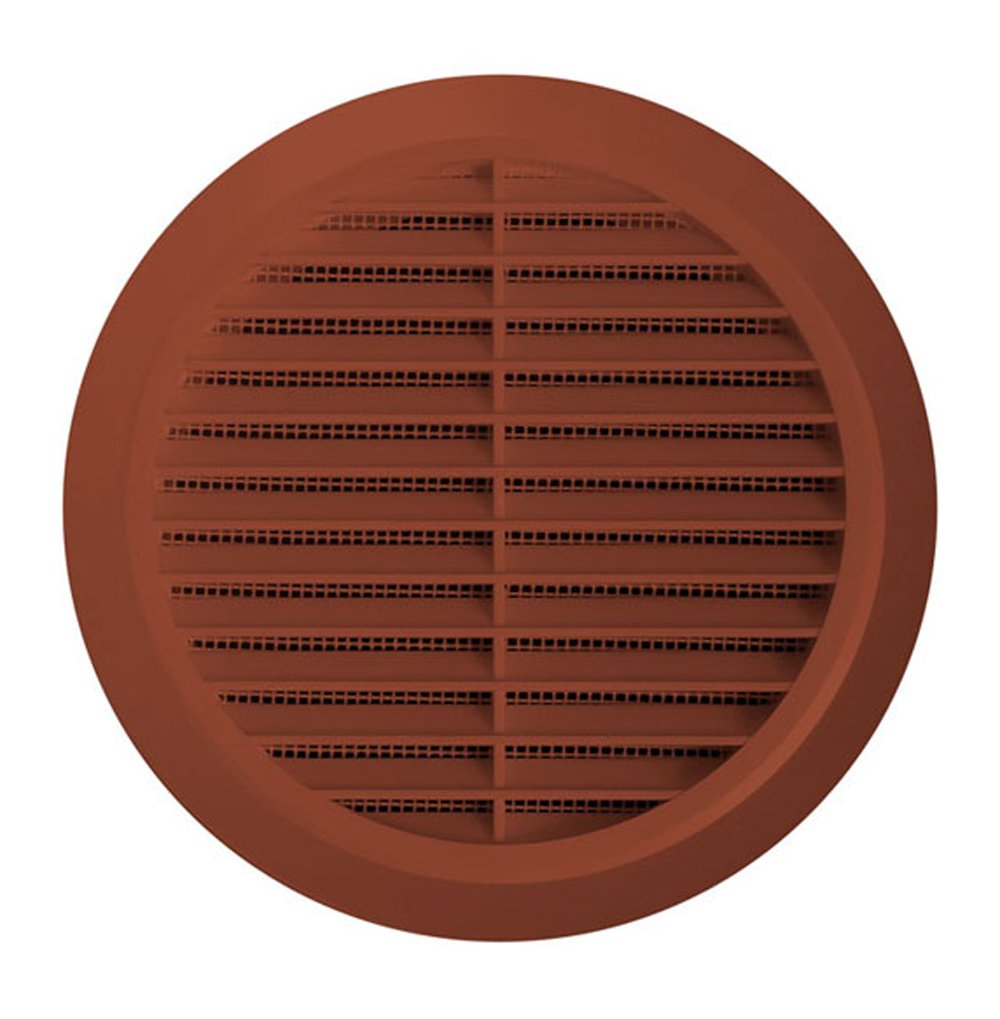 Circle Air Vent Grille Cover 125mm Ducting Brown ABS Plastic