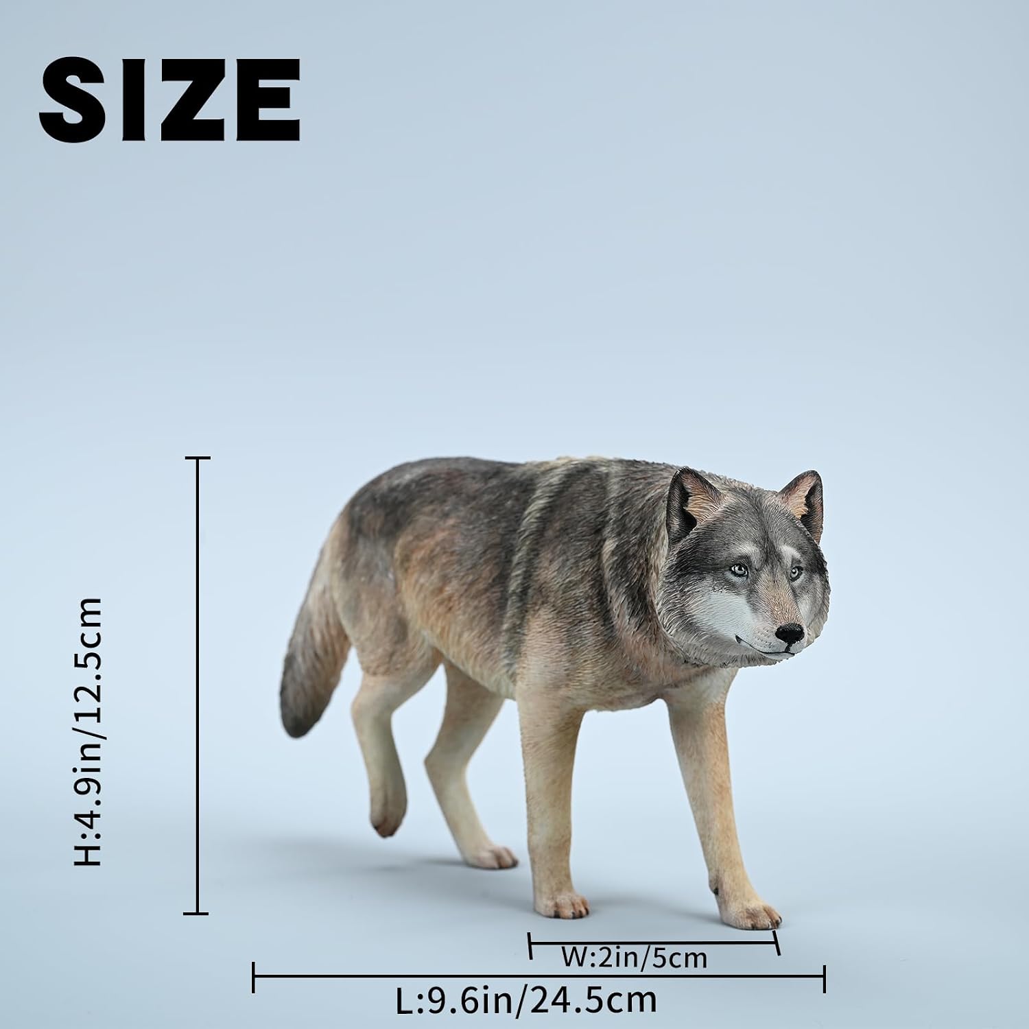 MMOS X JXK Common Gray Wolf Statue for Home Decor Gray Wolf Figurine Gray Wolf Sculpture Gift for Animal Lovers