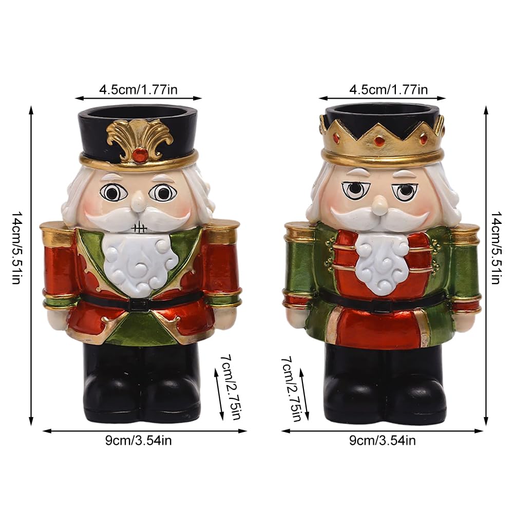 2 portavelas de cascanueces de Navidad, adornos decorativos para velas de té, portavelas de Navidad, decoración de mesa de Navidad