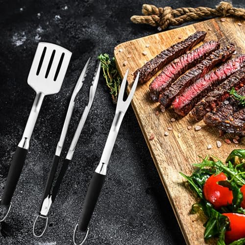 Kit d'accessoires de barbecue portable 4 pièces avec spatule et pince