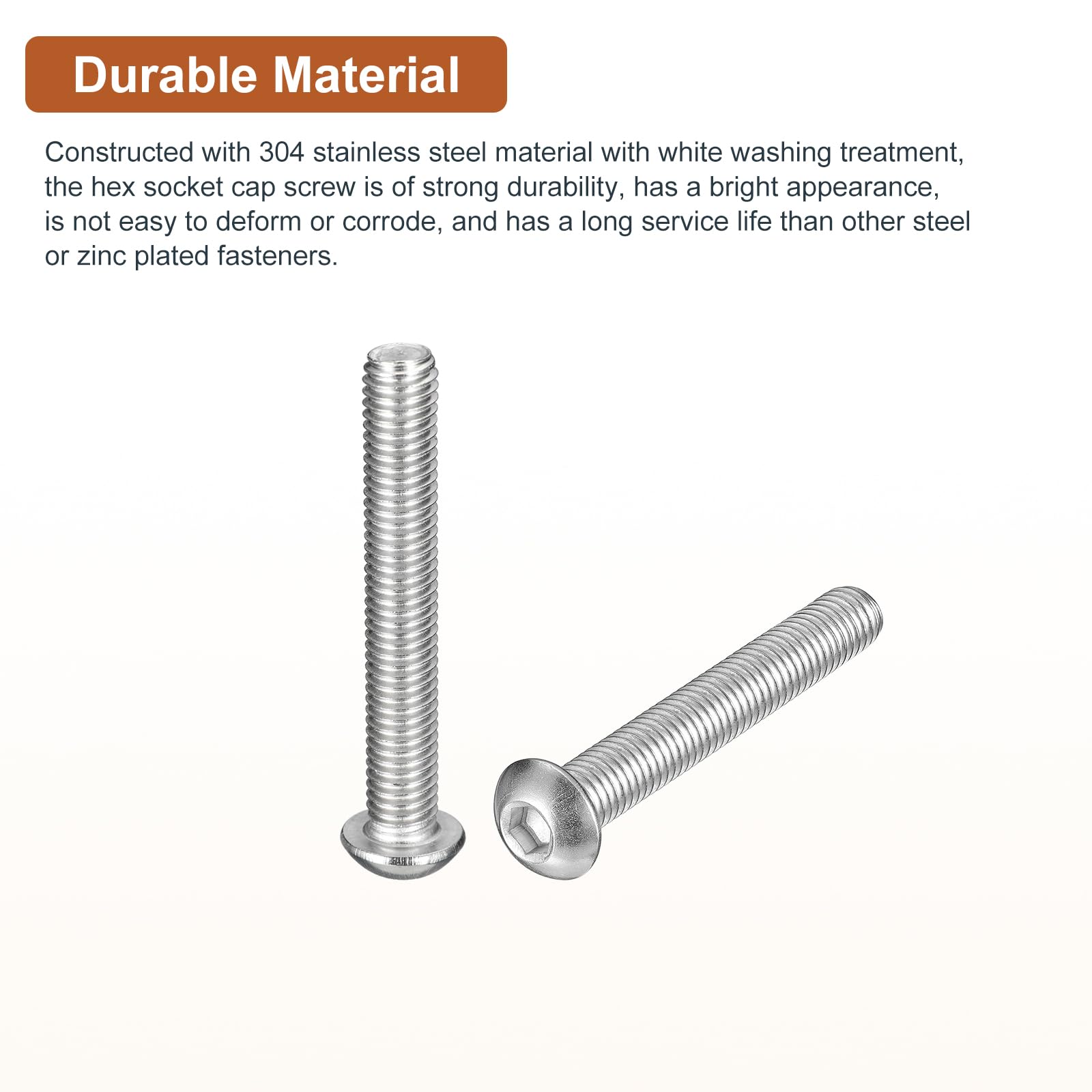 DTGN M8-1.25x55mm Button Head Socket Cap Screws, 10Pack, Good for Machine, 304 Stainless Steel 18/8 - Image 3
