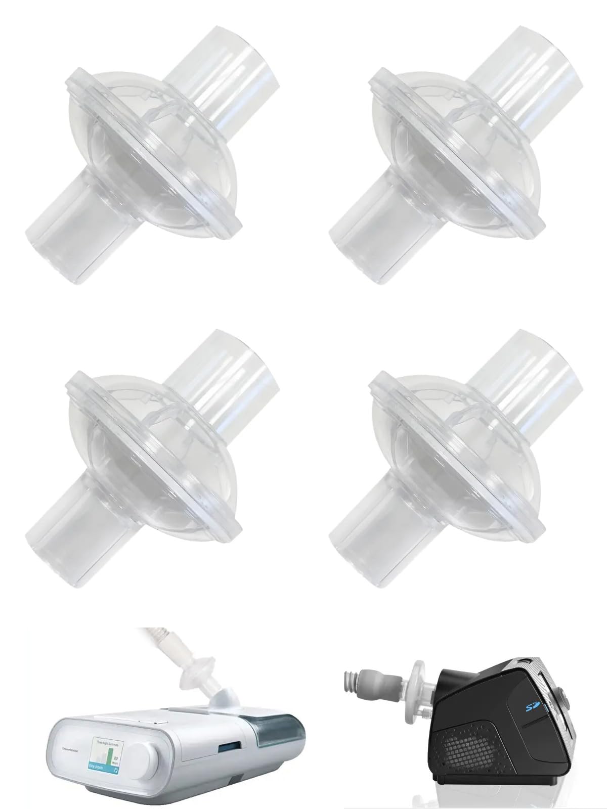 Photo 1 of Universal CPAP Inline Filter, CPAP Air Filter for ResMed AirSense 11/AirSense 10/Philips Respironics DreamStation 2, Hose Filter for CPAP Supplies, BIPAP Supplies (4)
