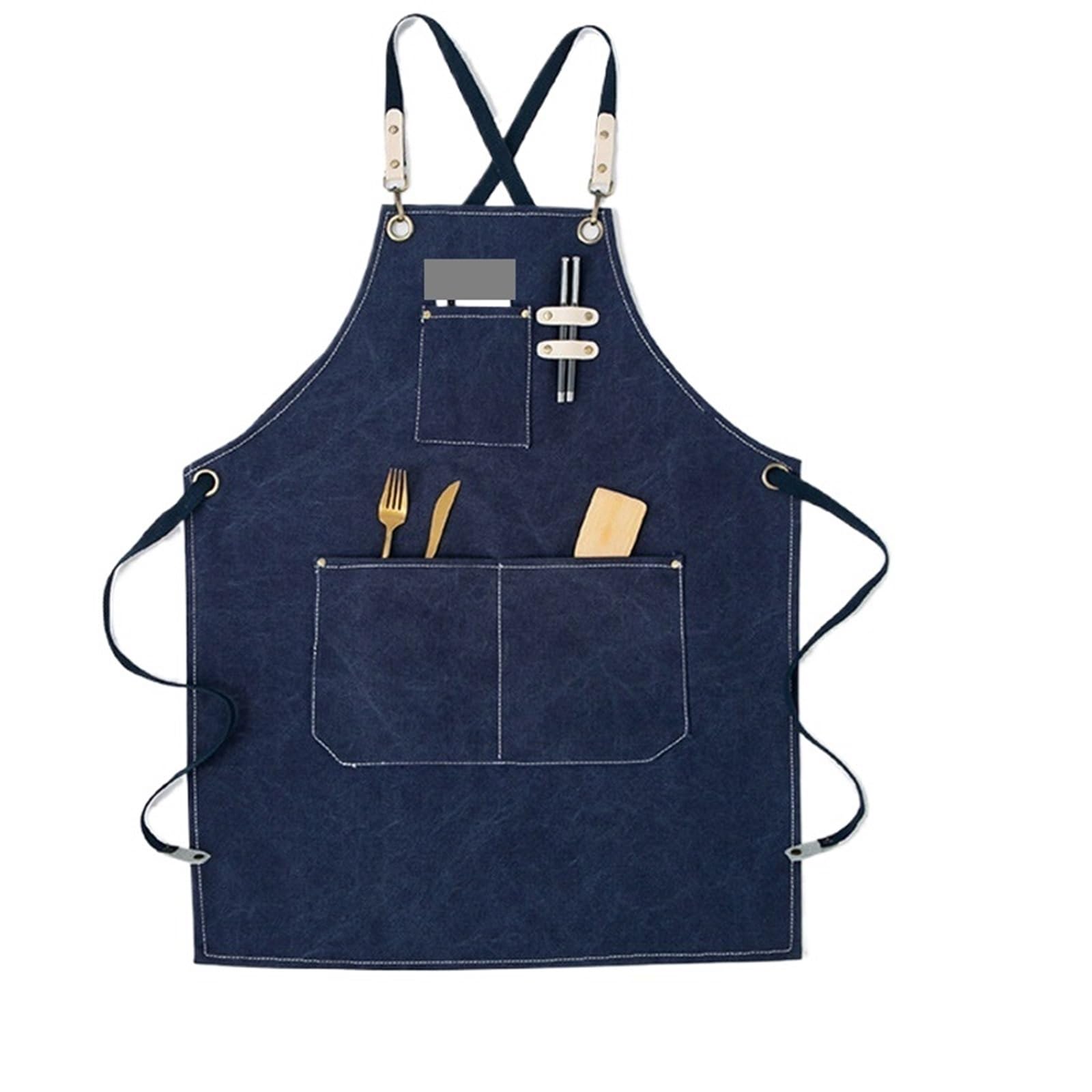 Avental de Ferramentas Delantal ajustable de 2 piezas for cocina, de lona gruesa, con bolsillos y espalda cruzada, for artistas, peluqueros y uniformes de trabajo. para Carpinteiro Jardim Pintor(Blue