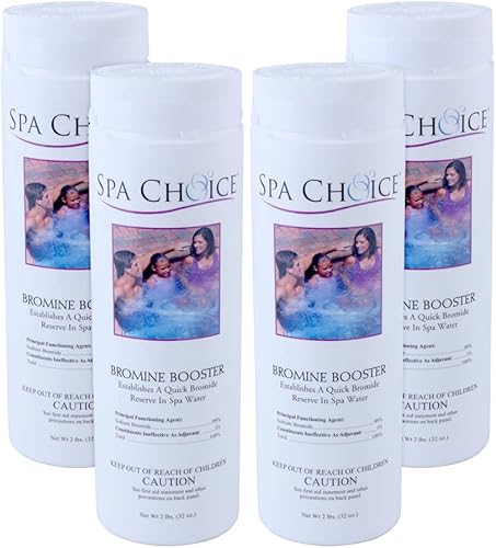 SpaChoice Paquete de 4 refuerzos de bromo de alta calidad, bromuro de sodio para jacuzzi, fabricado en Estados Unidos