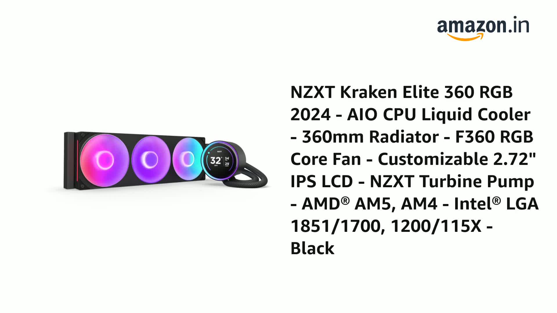 NZXT Kraken Elite 360 RGB 2024 - AIO CPU Liquid Cooler - 360mm