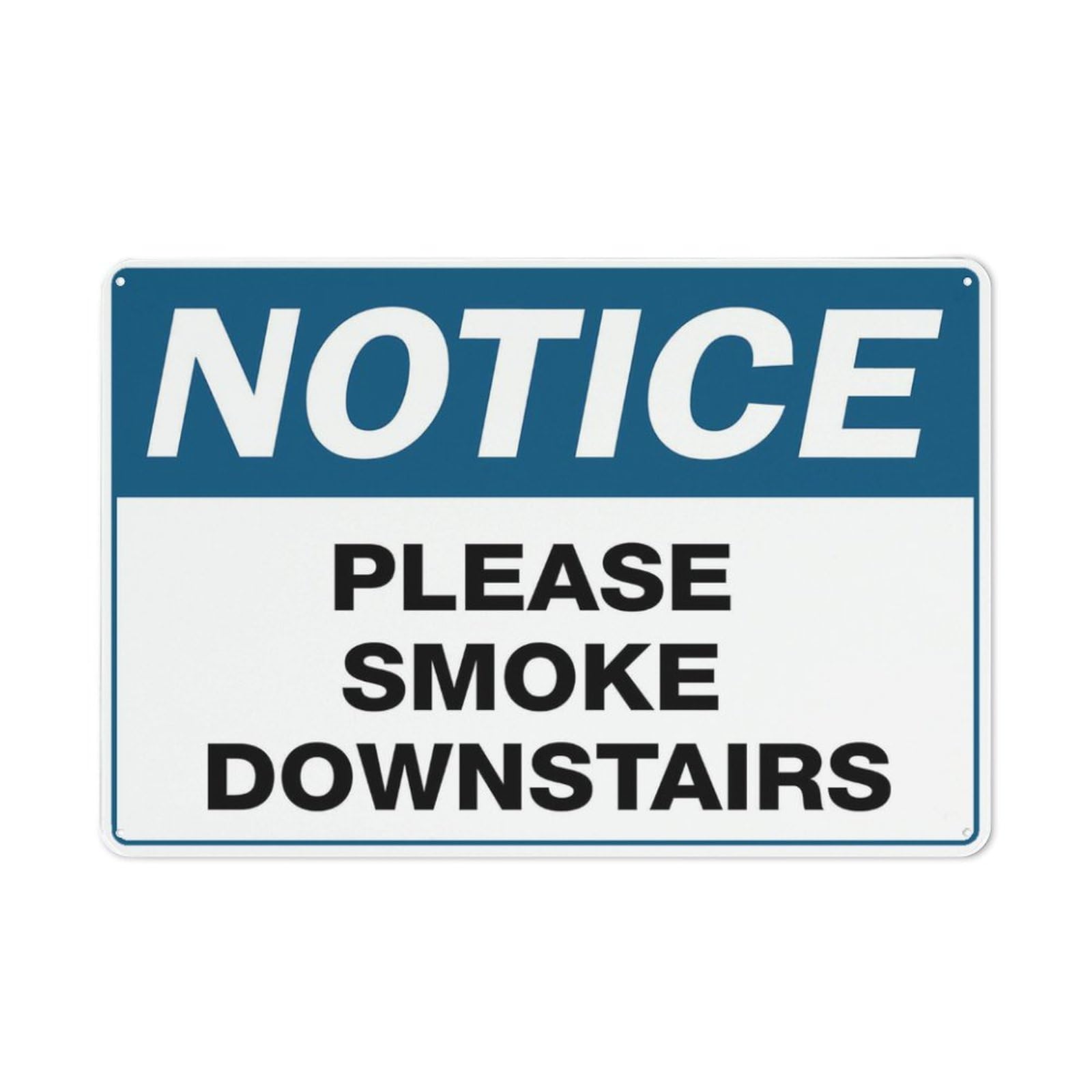 Notice Please Smoke Downstairs Sign Outdoor, Uv Printed Rust Free Aluminum 12 X 8 In,Yard Sign For Home, Business, Driveway Alert