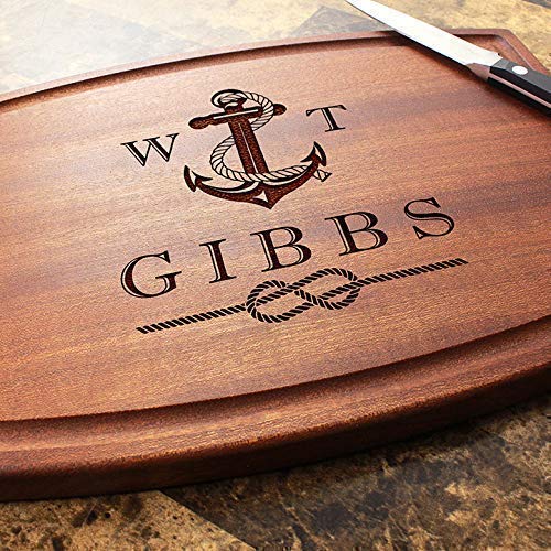 Straga Handmade Cutting Board Personalized Nautical Anchor amp;