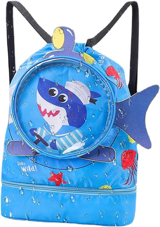 SAMVARDHAN Children's swimming bag dry and wet separation waterproof storage bag children's sports portable cute cartoon beach backpack (Blue)-image-31